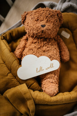 Plakietka chmurka do zdjęć „Hello world”